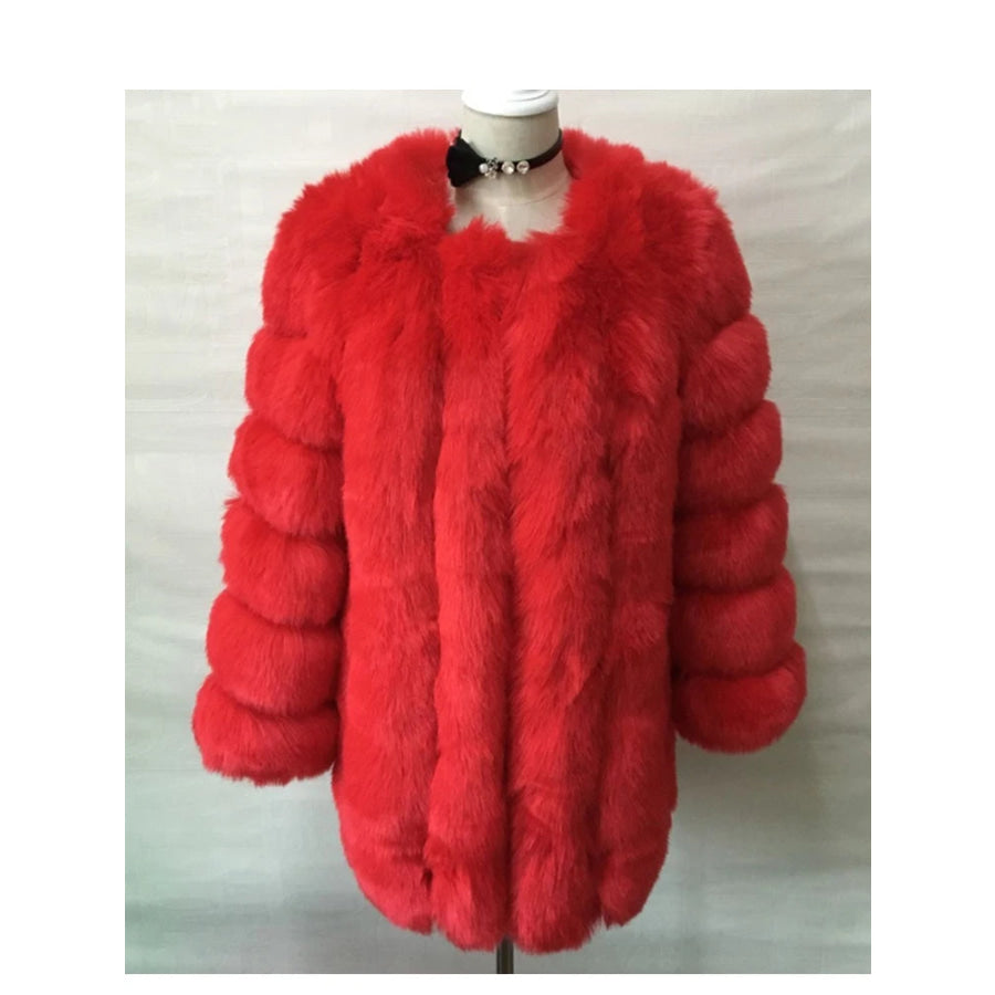 Luxury Faux Fox Fur Coat - Assorted Colours RED / XXL Women’s Fashion - Women’s Clothing - Jackets &amp; Coats - Faux Fur
