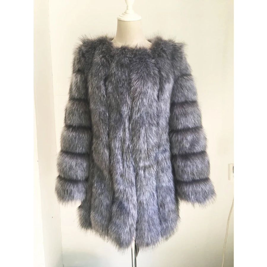 Luxury Faux Fox Fur Coat - Assorted Colours Silver fox color / XXL Women’s Fashion - Women’s Clothing - Jackets &amp; Coats - Faux Fur