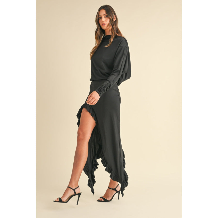 Mable Backless Asymmetric Ruffle Hem Dress Apparel and Accessories