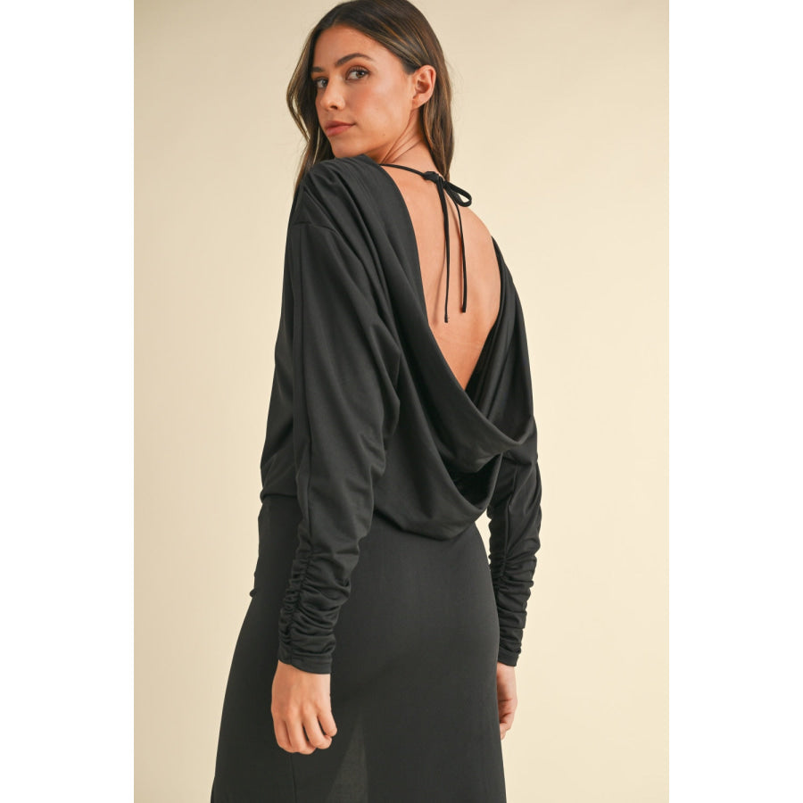 Mable Backless Asymmetric Ruffle Hem Dress Apparel and Accessories