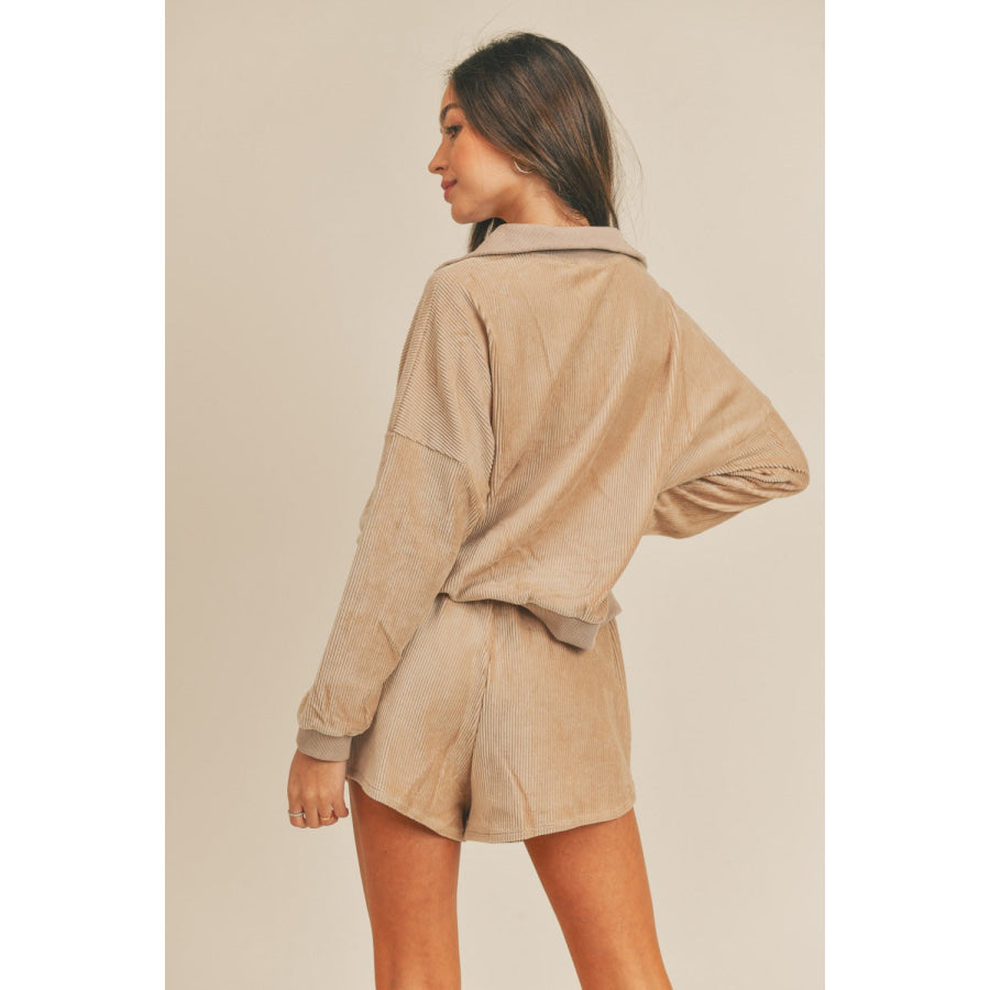 MABLE Corduroy Half Zip Top and Shorts Set Apparel and Accessories