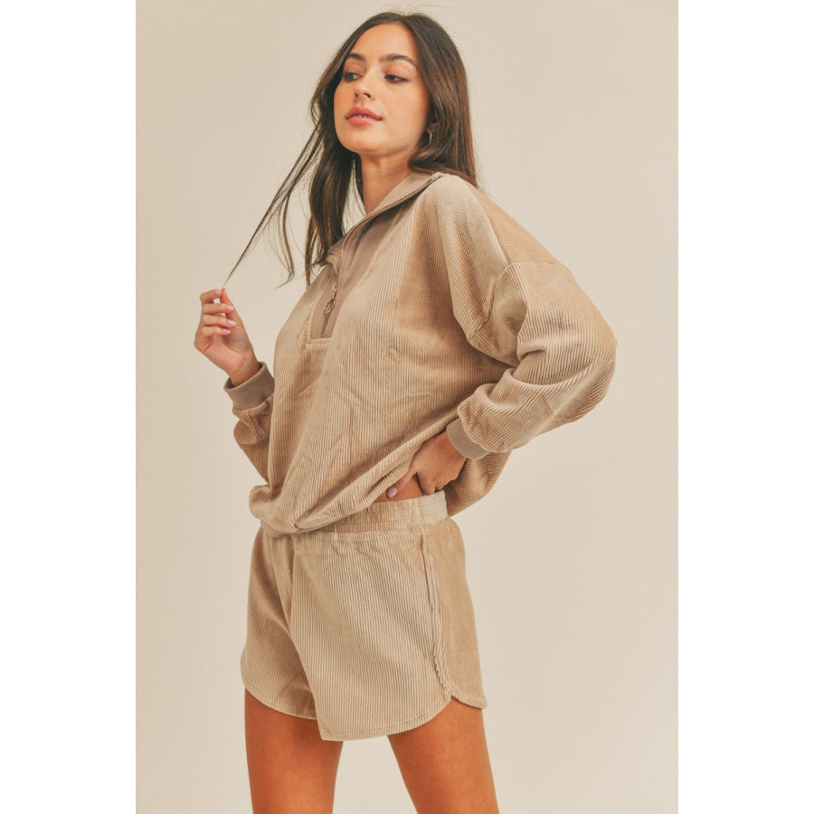 MABLE Corduroy Half Zip Top and Shorts Set Apparel and Accessories