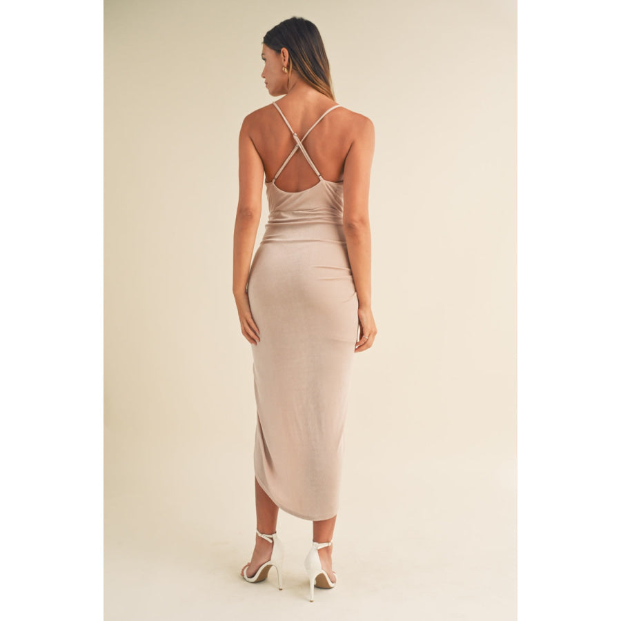 Mable Draped Detail Cami Midi Dress Lt Mauve / S Apparel and Accessories