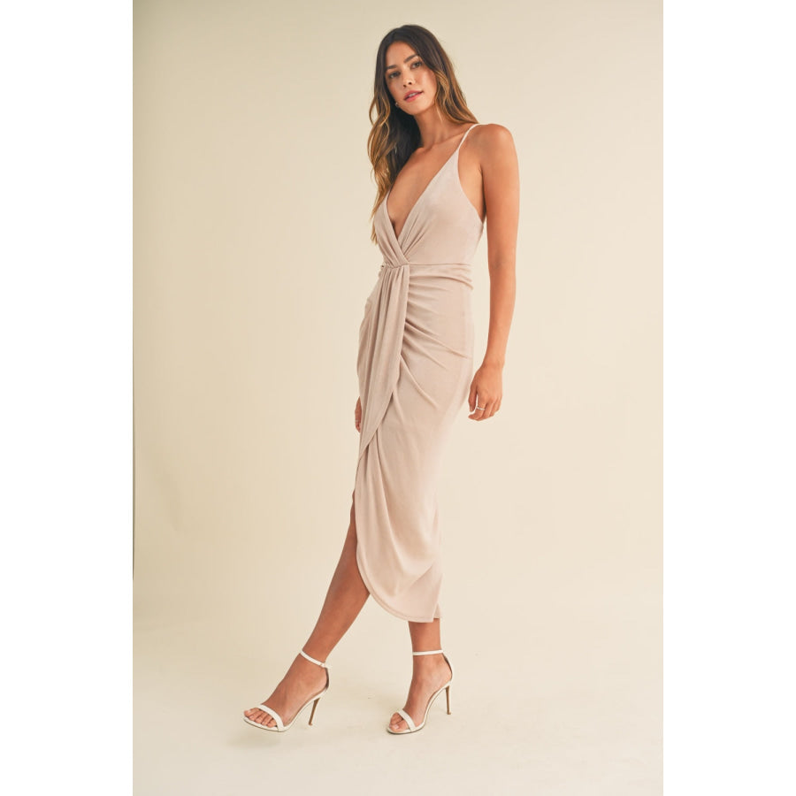 Mable Draped Detail Cami Midi Dress Apparel and Accessories