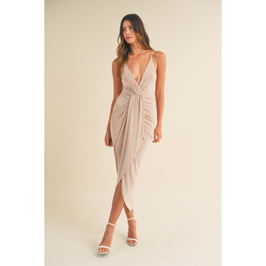 Mable Draped Detail Cami Midi Dress Lt Mauve / S Apparel and Accessories