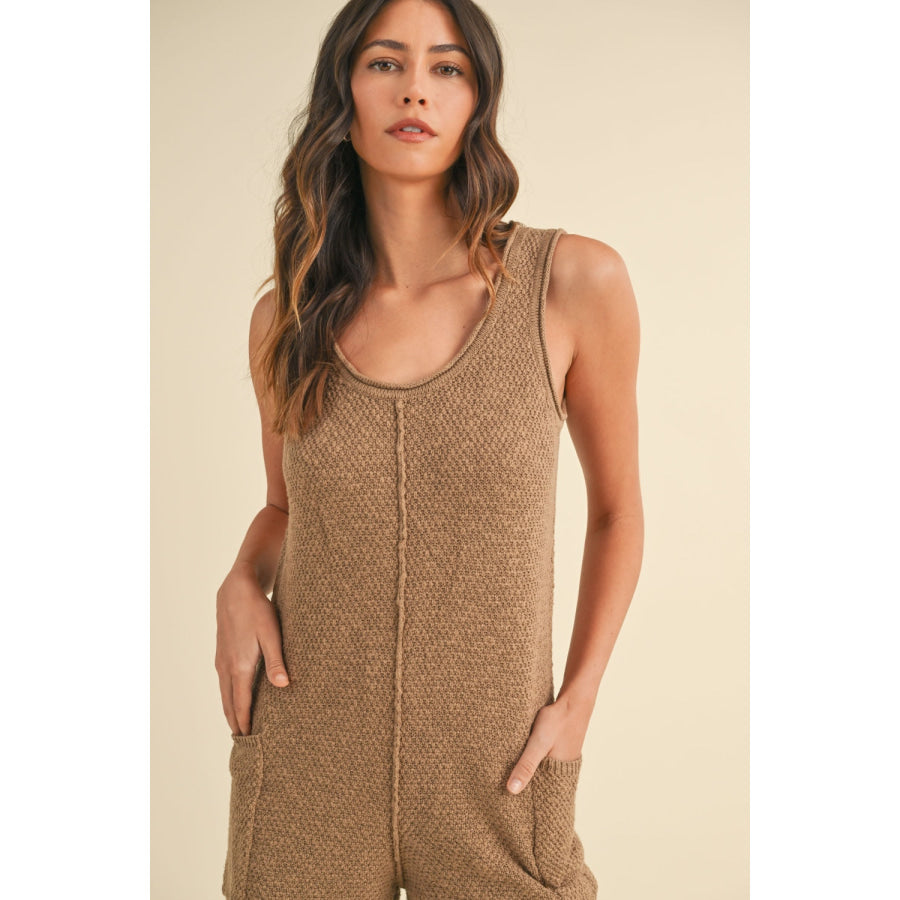 MABLE Sleeveless Knit Crop Jumpsuit with Pockets Apparel and Accessories