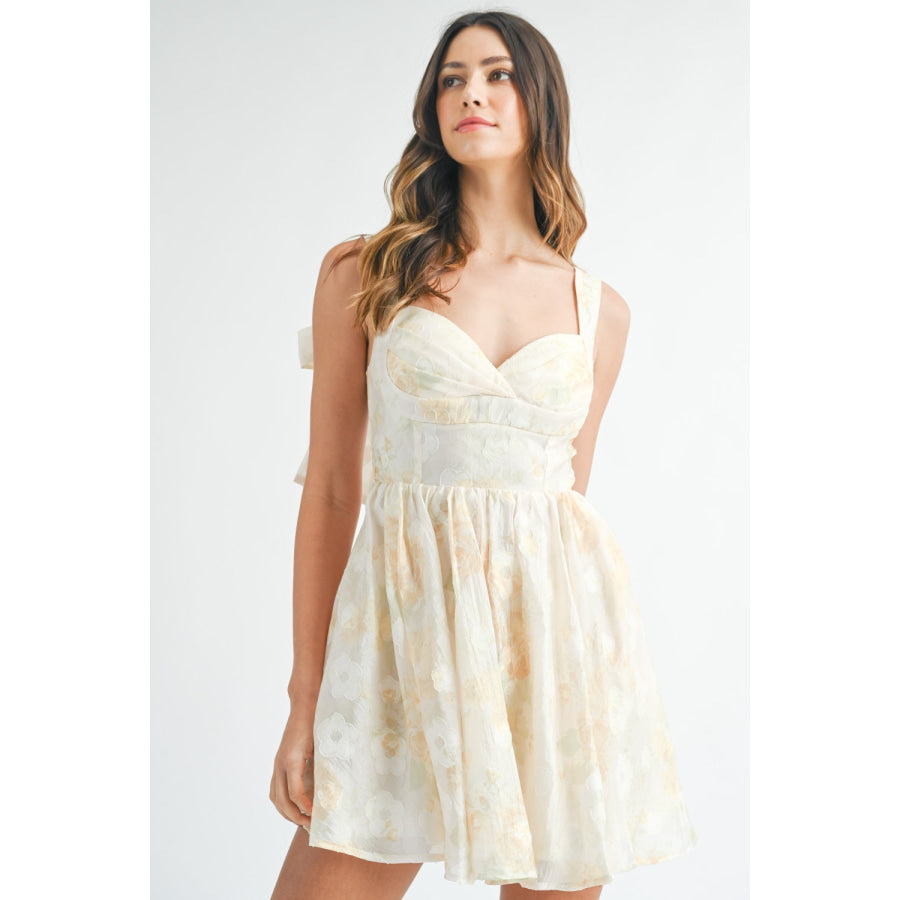 MABLE Textured Floral Corset Mini Dress Apparel and Accessories