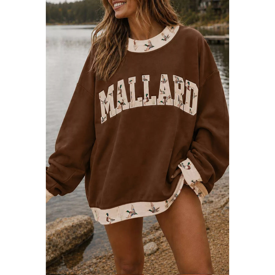 Mallard Oversized Sweatshirt with Contrast Trim Brown / S Apparel and Accessories