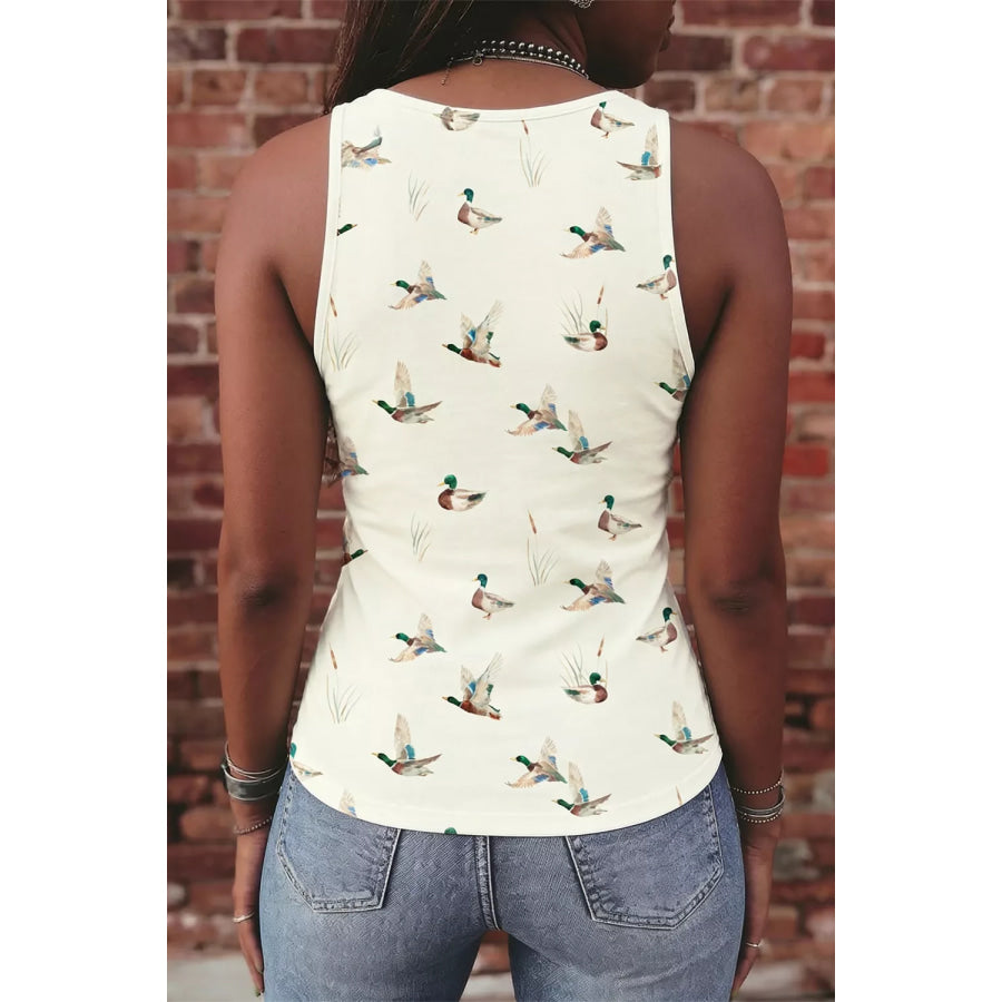 Mallard Print Western Style Tank Top Apparel and Accessories