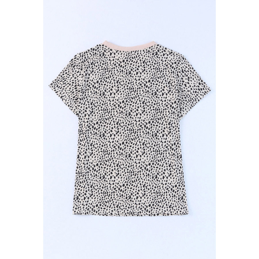 MAMA Animal Print Round Neck Short Sleeve T - Shirt Apparel and Accessories