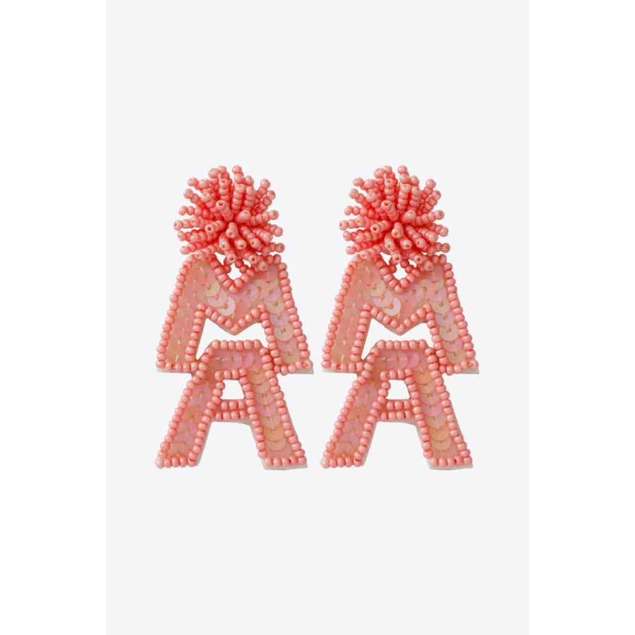 MAMA Beaded Dangle Earrings Coral / One Size