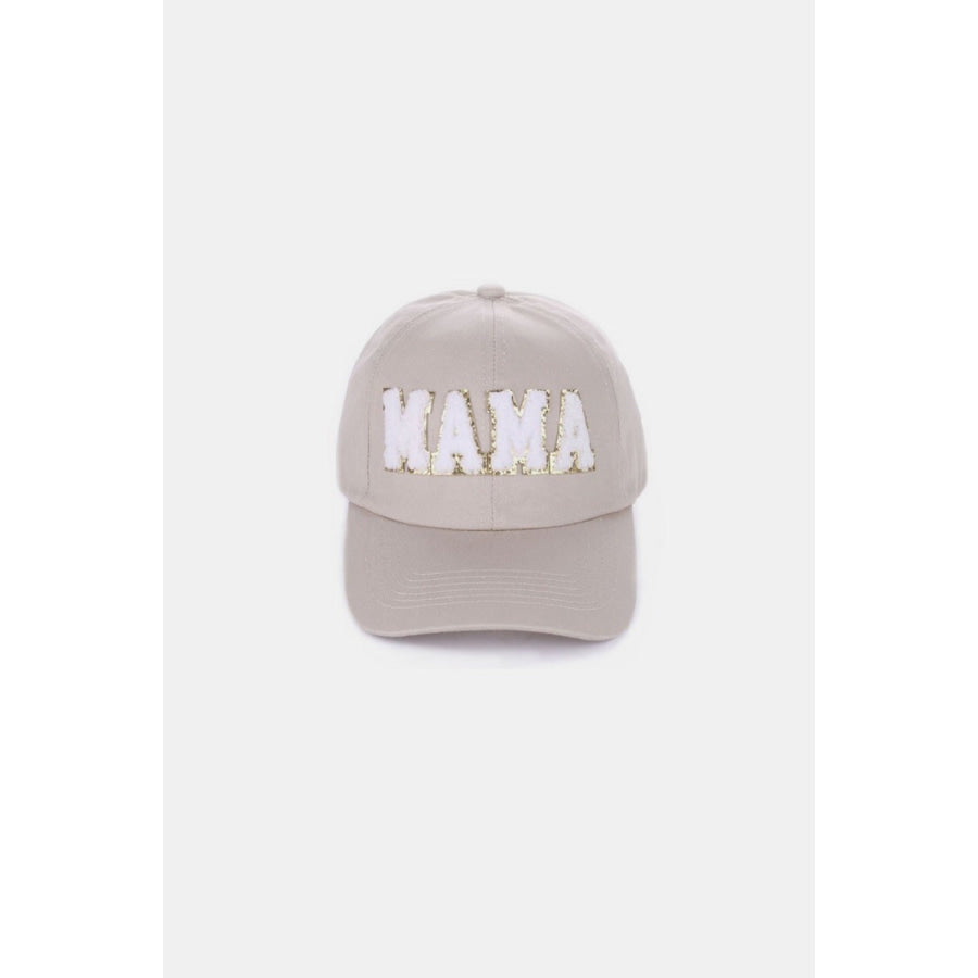 MAMA Chenille Patch Baseball Cap Ash Mocha / One Size Apparel and Accessories