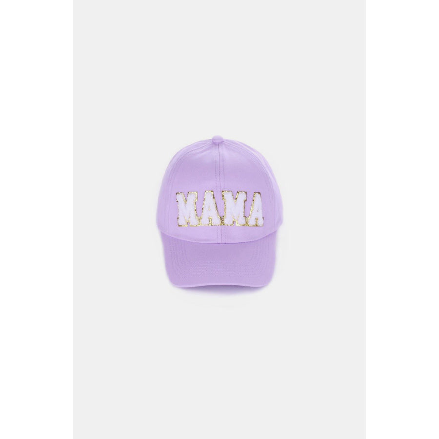 MAMA Chenille Patch Baseball Cap Lavender / One Size Apparel and Accessories