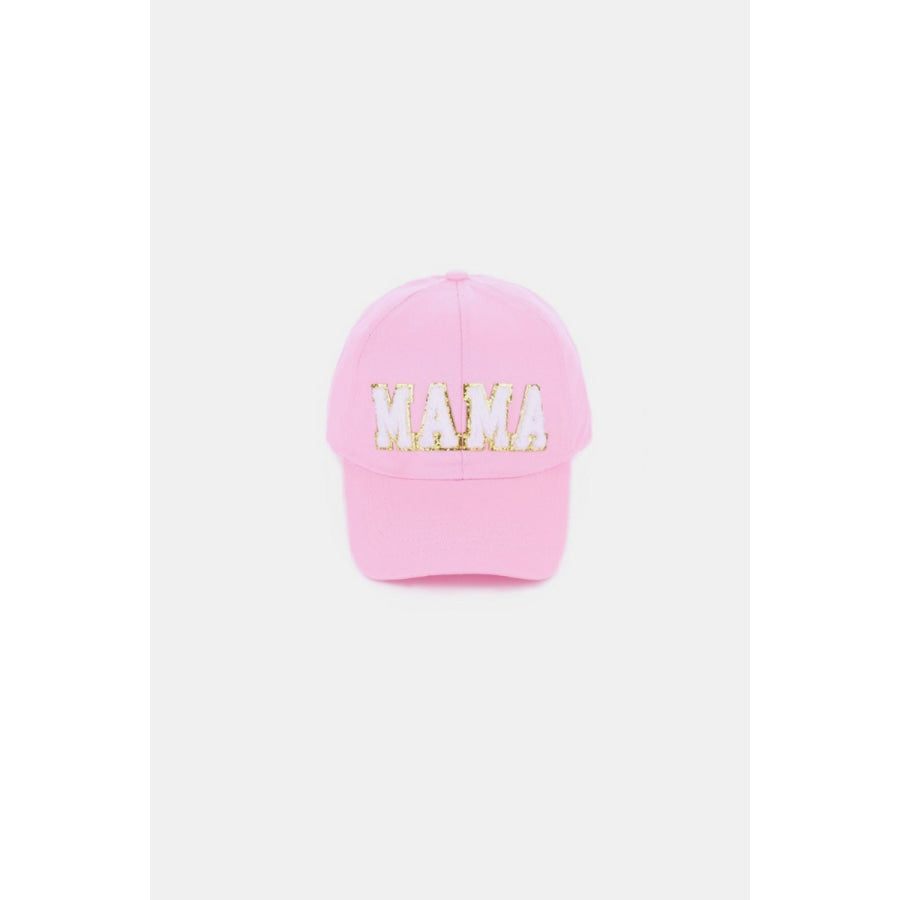 MAMA Chenille Patch Baseball Cap Pink / One Size Apparel and Accessories