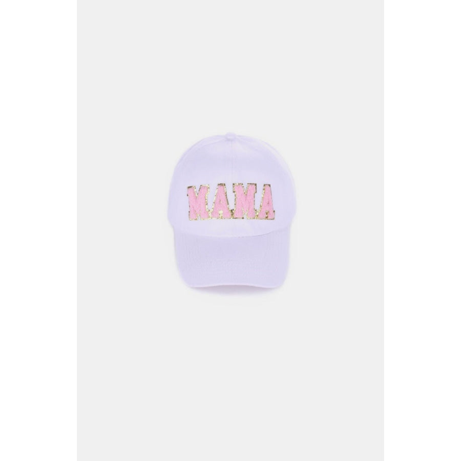 MAMA Chenille Patch Baseball Cap White / One Size Apparel and Accessories