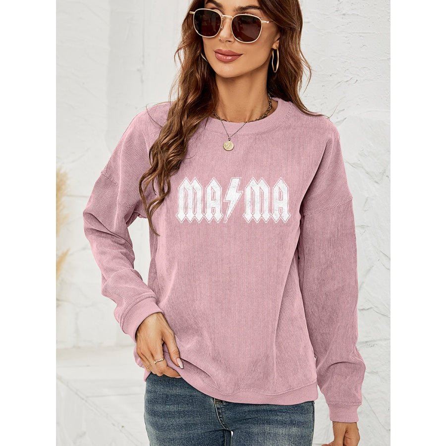 MAMA Graphic Dropped Shoulder Sweatshirt Dusty Pink / S