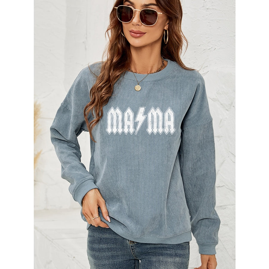 MAMA Graphic Dropped Shoulder Sweatshirt French Blue / S