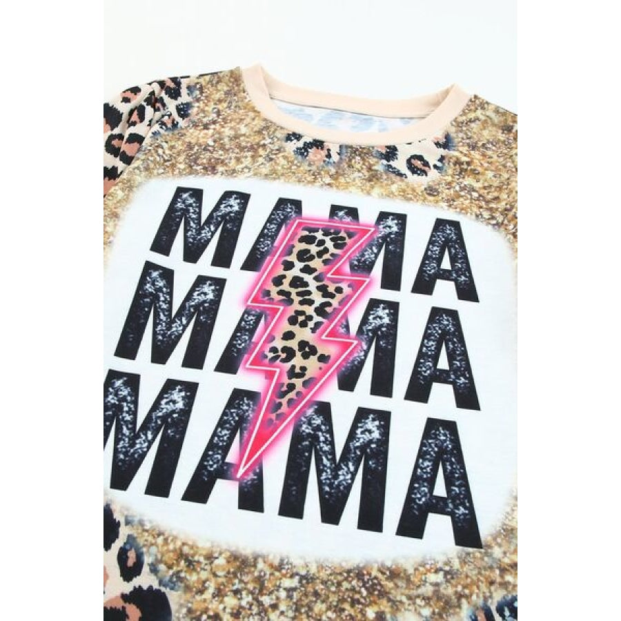 MAMA Graphic Leopard Short Sleeve T-Shirt Clothing