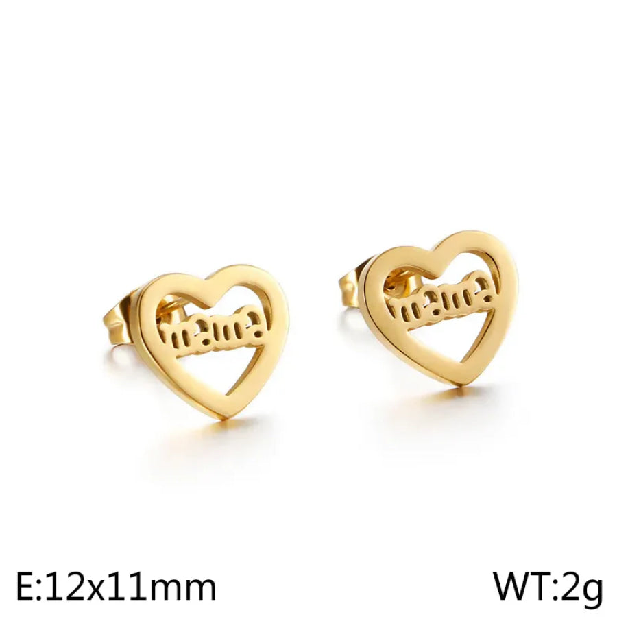 Mama Heart Stud Earrings (Pre-Order) Gold Earrings