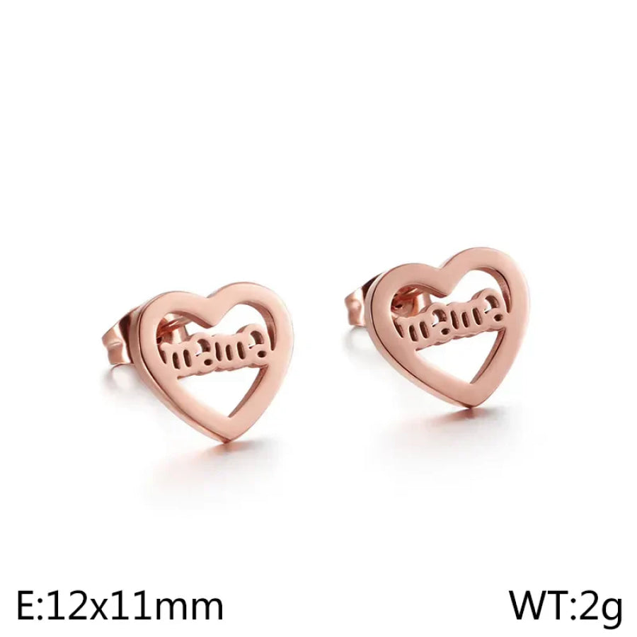 Mama Heart Stud Earrings (Pre-Order) Rose Gold Earrings