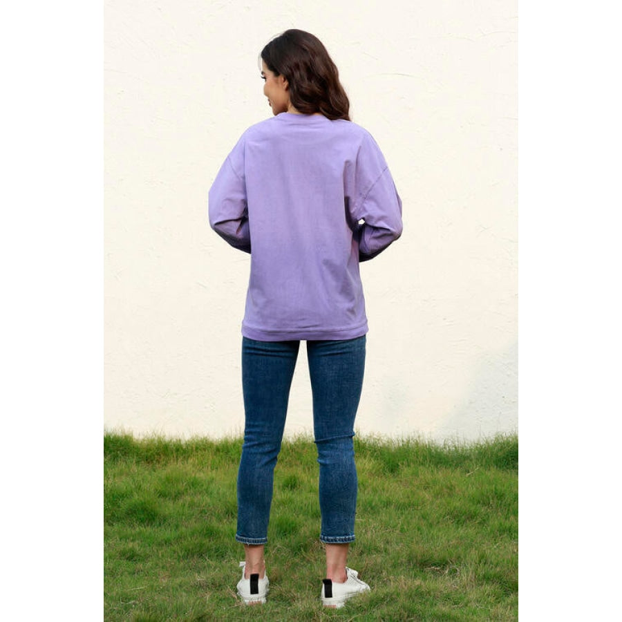 MAMA Round Neck Drop Shoulder Sweatshirt Lavender / S