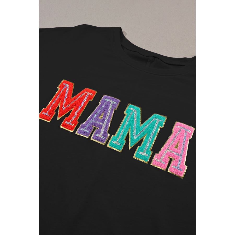 MAMA Round Neck Short Sleeve T - Shirt Apparel and Accessories
