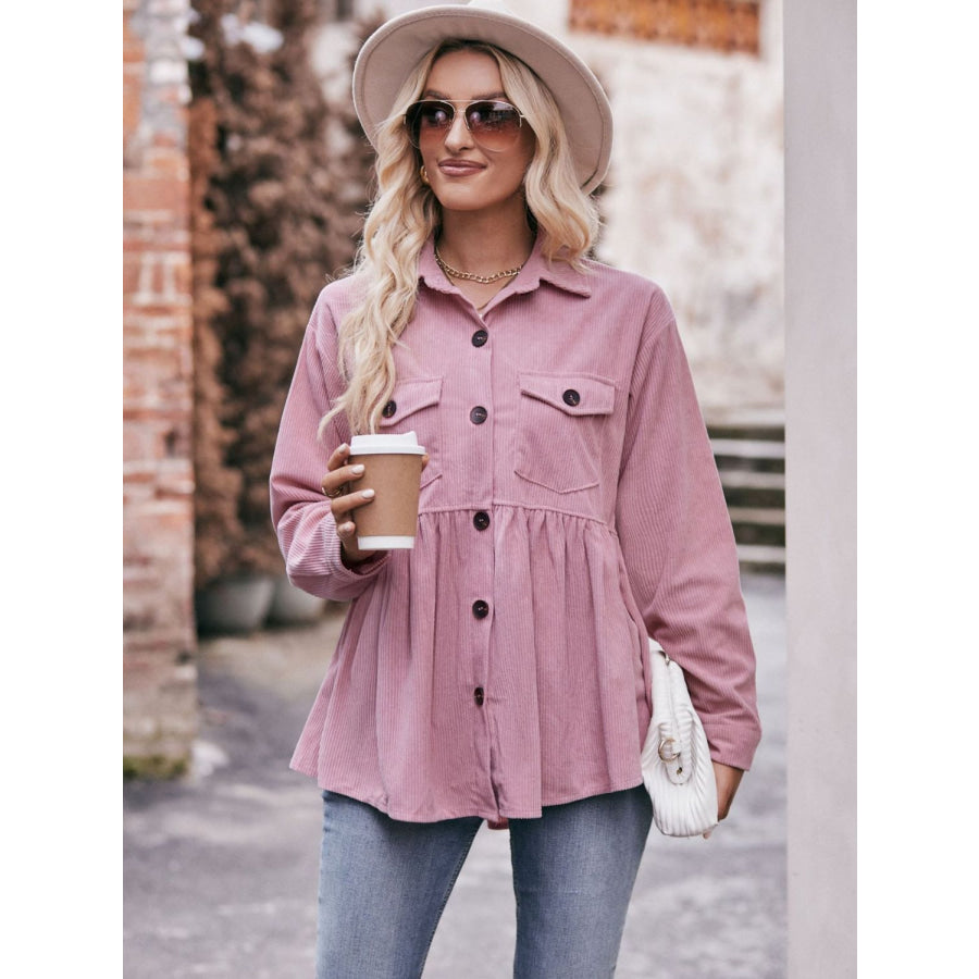 Mandy Collared Neck Long Sleeve Shirt Apparel and Accessories