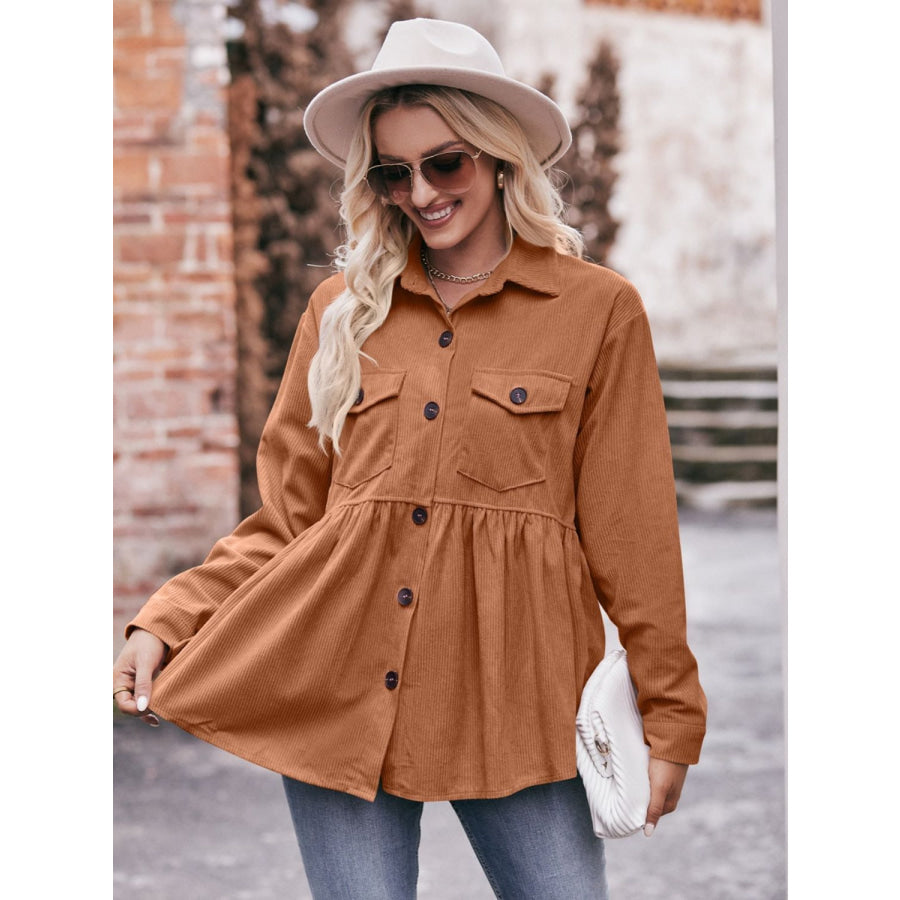 Mandy Collared Neck Long Sleeve Shirt Apparel and Accessories