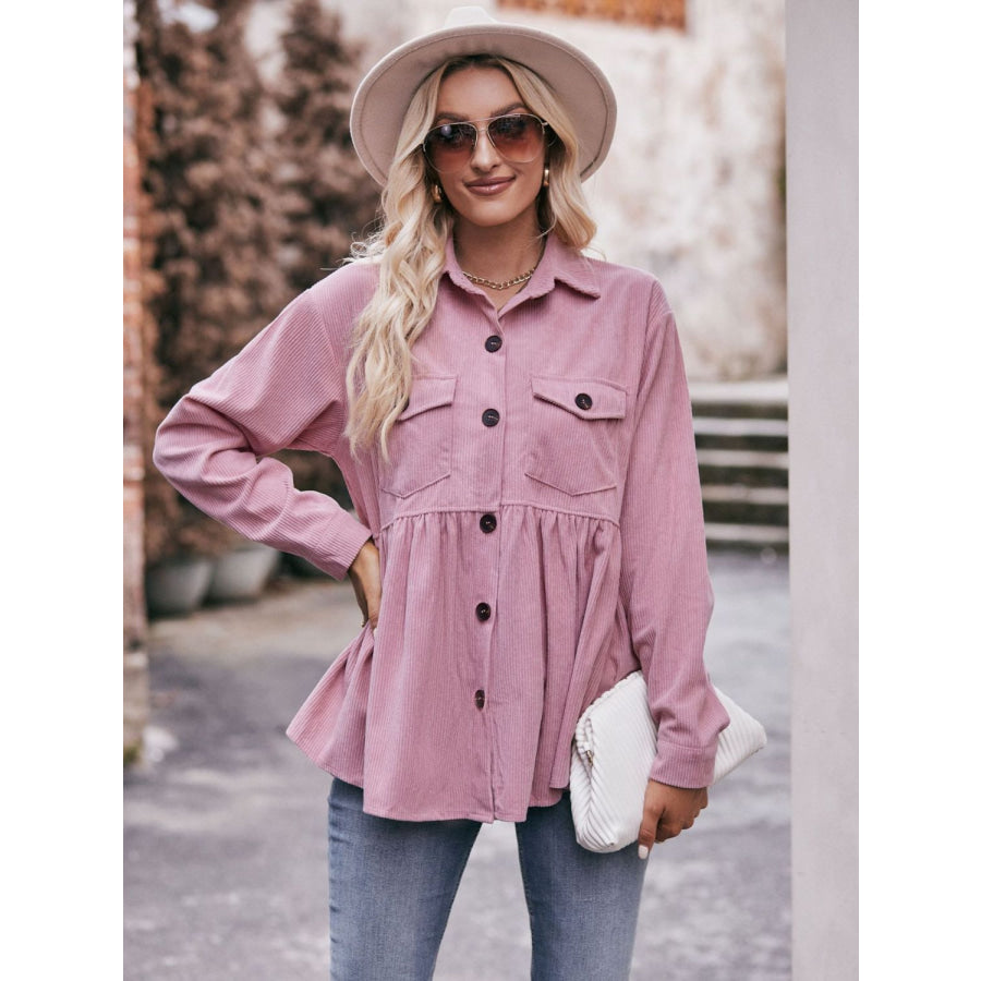 Mandy Collared Neck Long Sleeve Shirt Apparel and Accessories