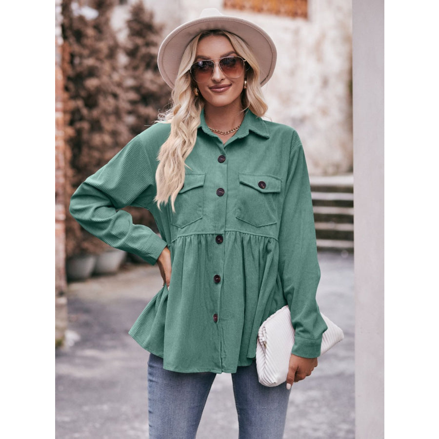 Mandy Collared Neck Long Sleeve Shirt Apparel and Accessories