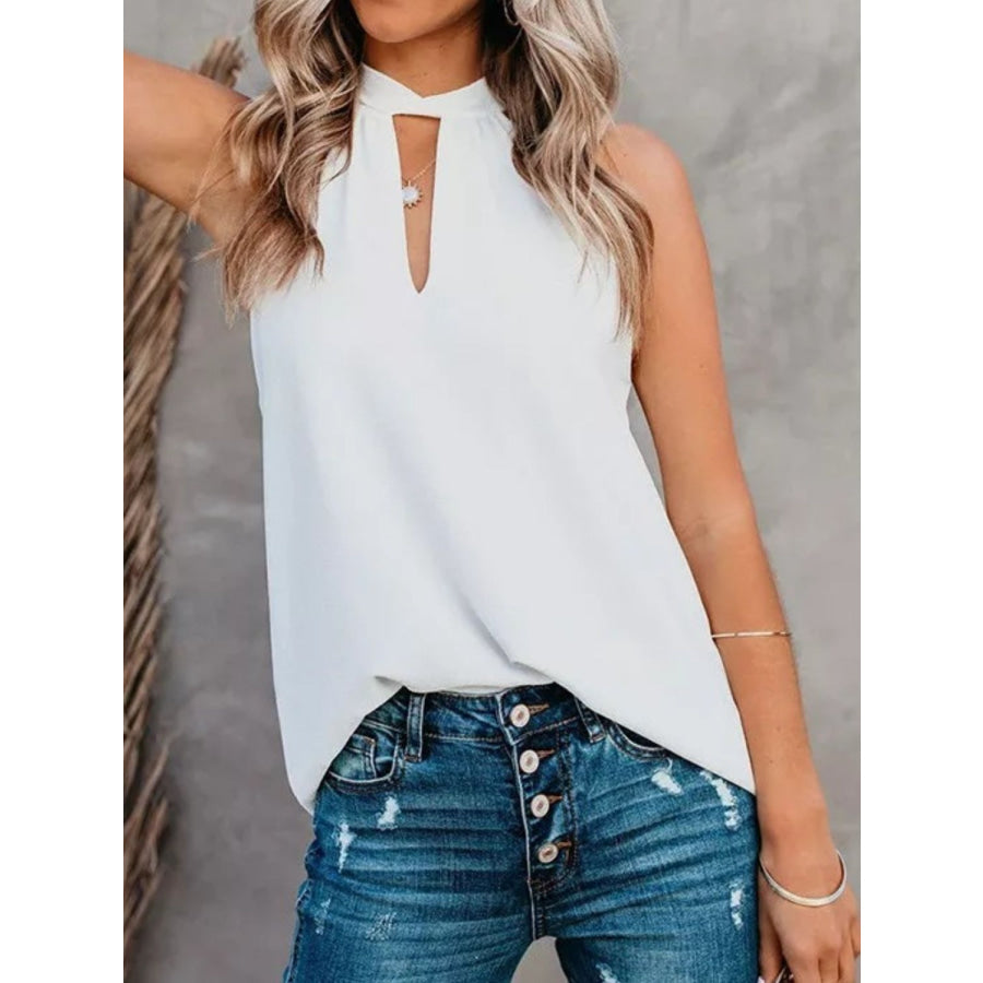 Mandy Cutout Grecian Neck Tank Apparel and Accessories