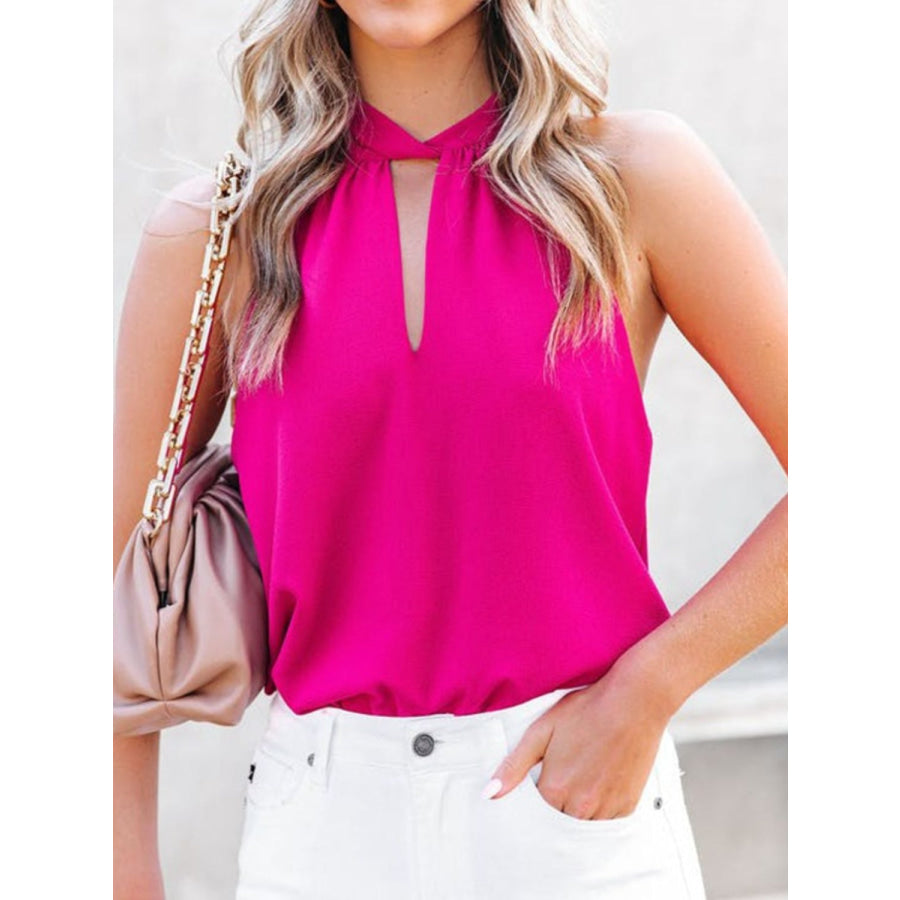 Mandy Cutout Grecian Neck Tank Apparel and Accessories