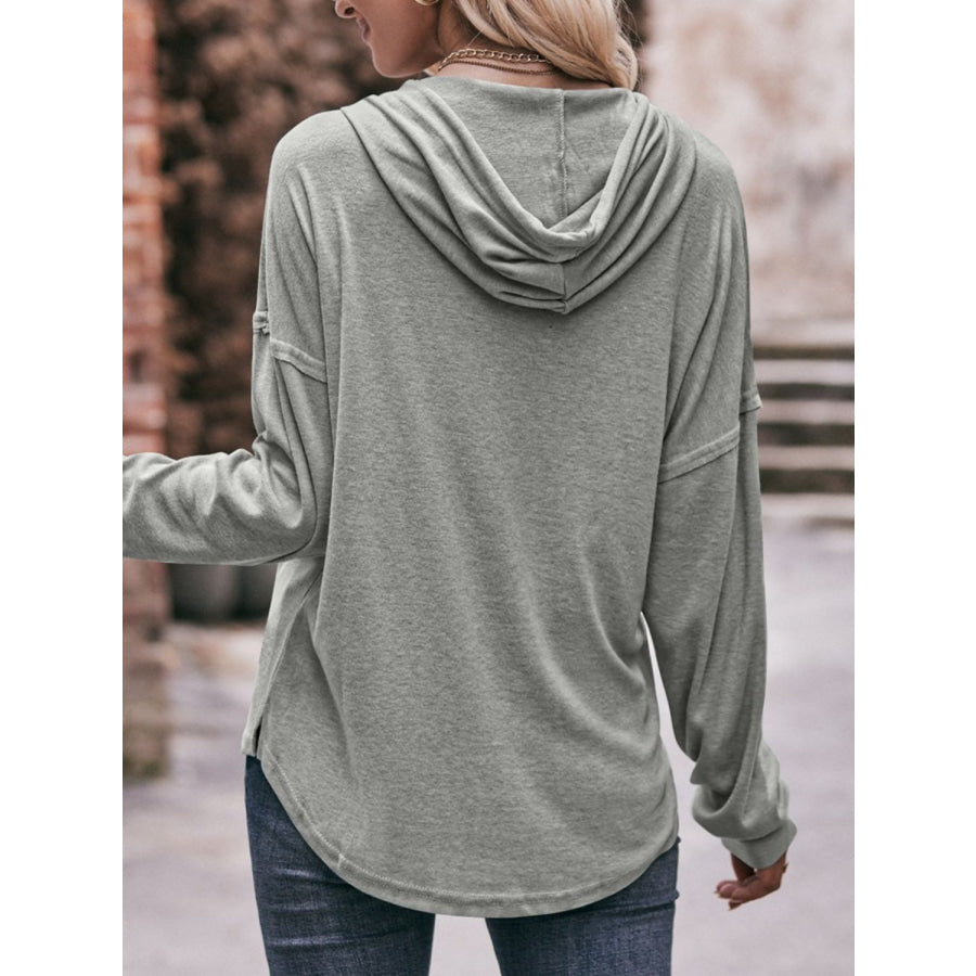 Mandy Drawstring Drop Shoulder Long Sleeve Hoodie Apparel and Accessories