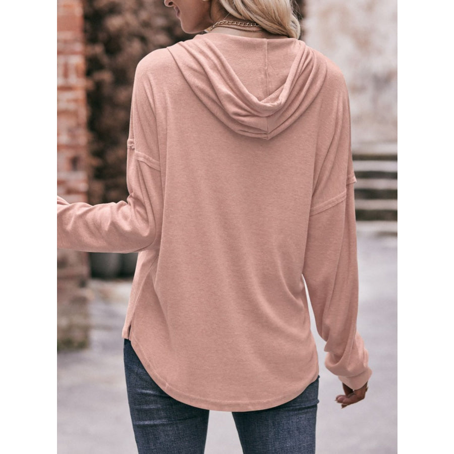 Mandy Drawstring Drop Shoulder Long Sleeve Hoodie Apparel and Accessories