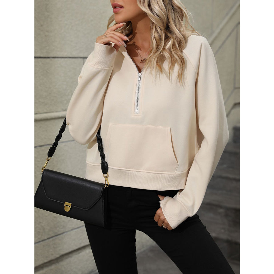 Mandy Half Zip Long Sleeve Sweatshirt Apparel and Accessories