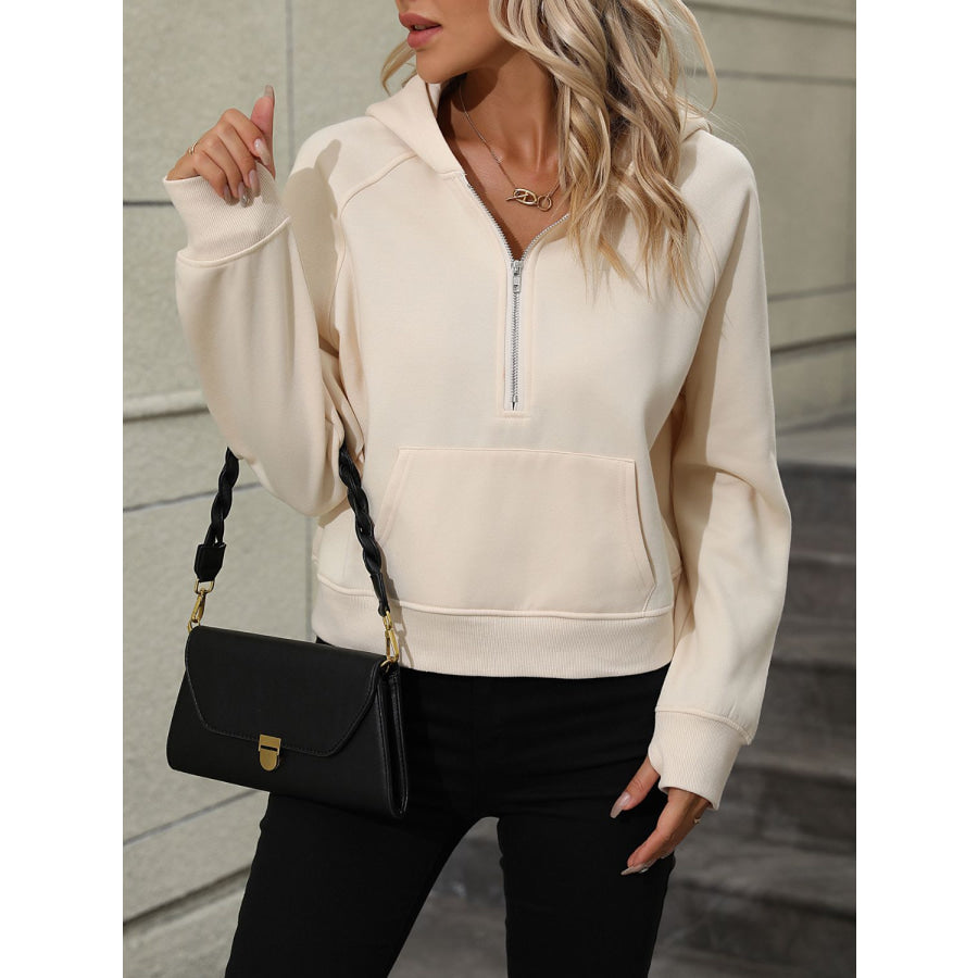 Mandy Half Zip Long Sleeve Sweatshirt Eggshell / S Apparel and Accessories