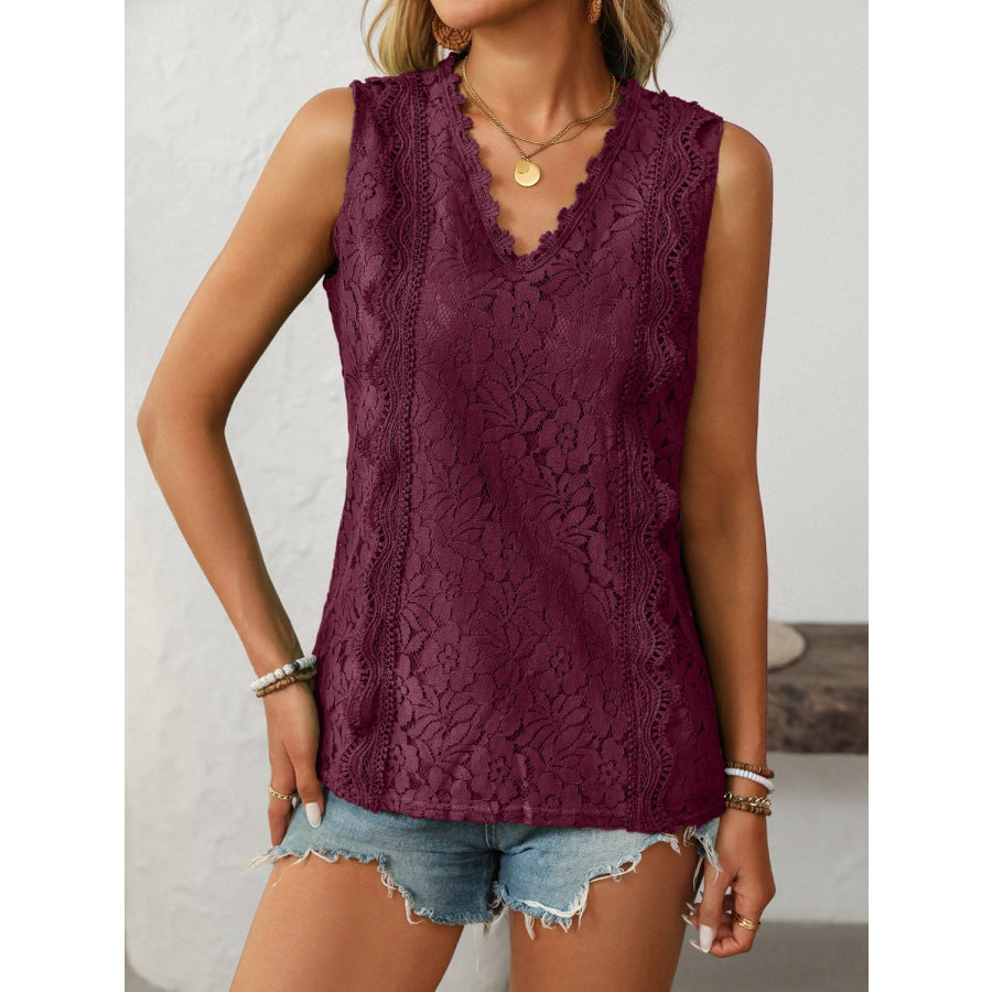 Mandy Lace V-Neck Tank Apparel and Accessories