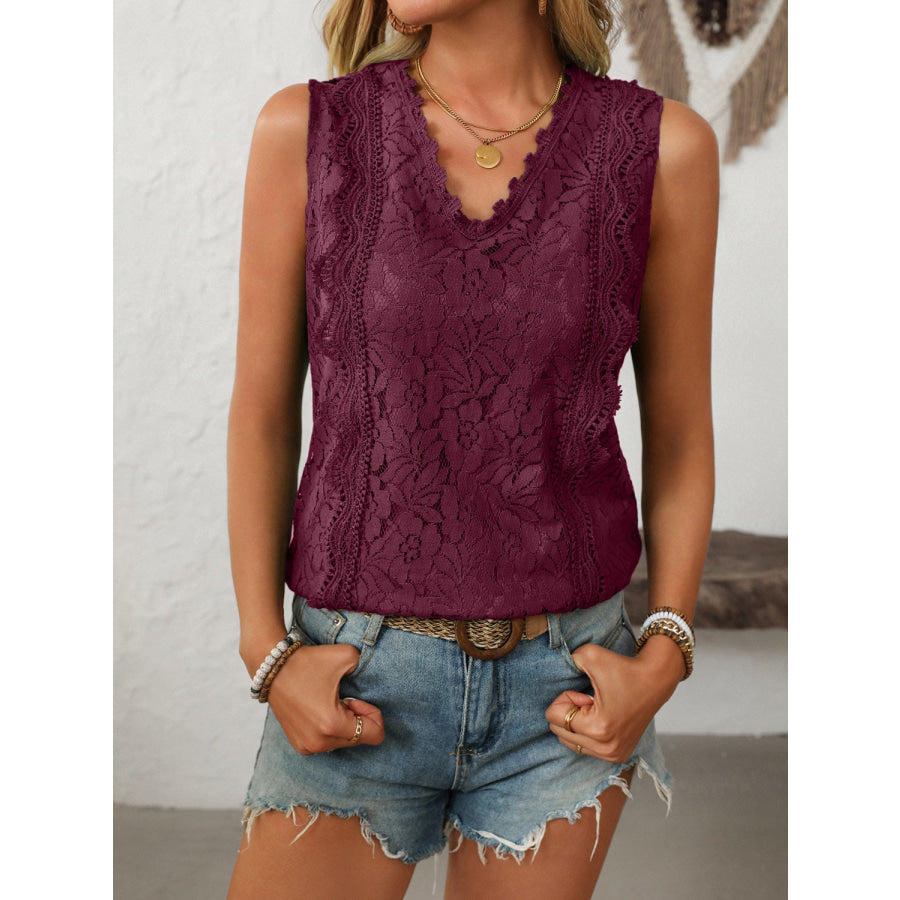 Mandy Lace V-Neck Tank Apparel and Accessories