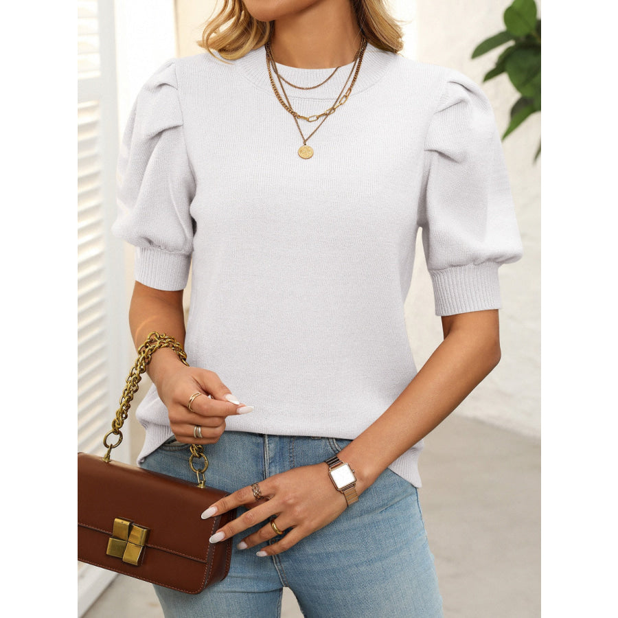 Mandy Mock Neck Puff Sleeve Sweater Apparel and Accessories