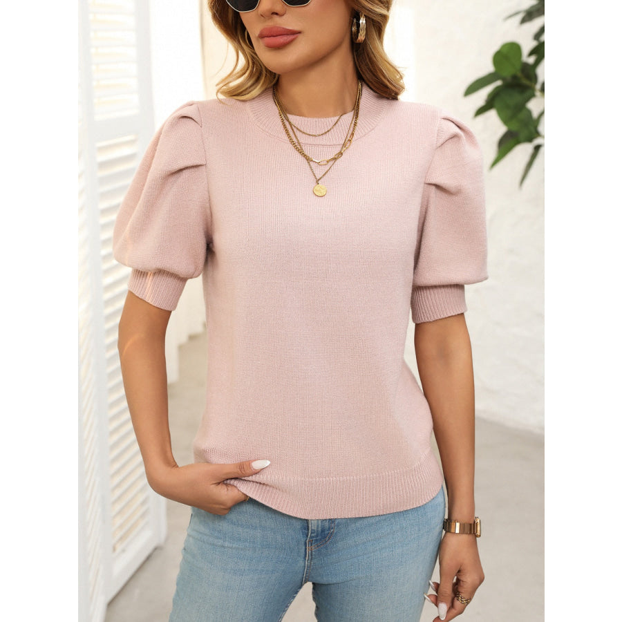 Mandy Mock Neck Puff Sleeve Sweater Apparel and Accessories