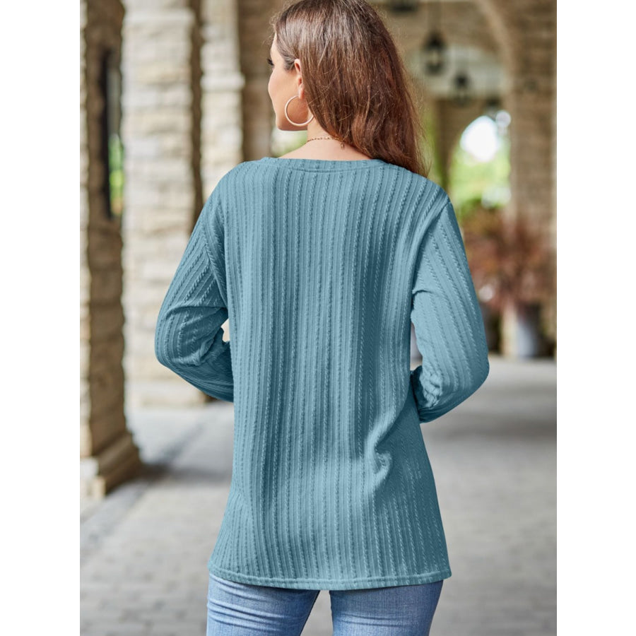 Mandy Notched Long Sleeve T-Shirt Apparel and Accessories