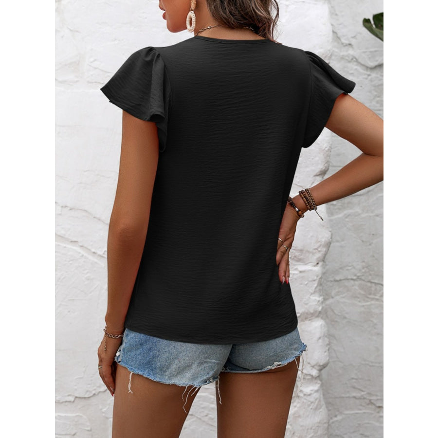Mandy Round Neck Cap Sleeve T-Shirt Apparel and Accessories