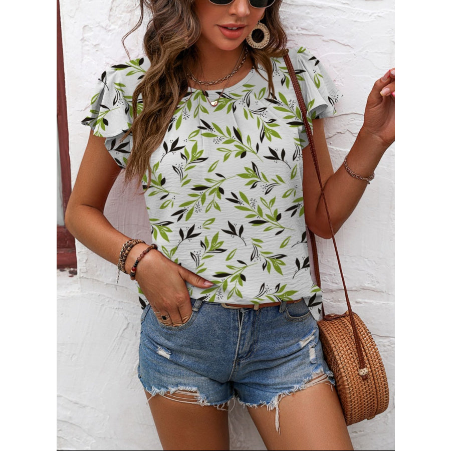 Mandy Round Neck Cap Sleeve T-Shirt Light Green / S Apparel and Accessories
