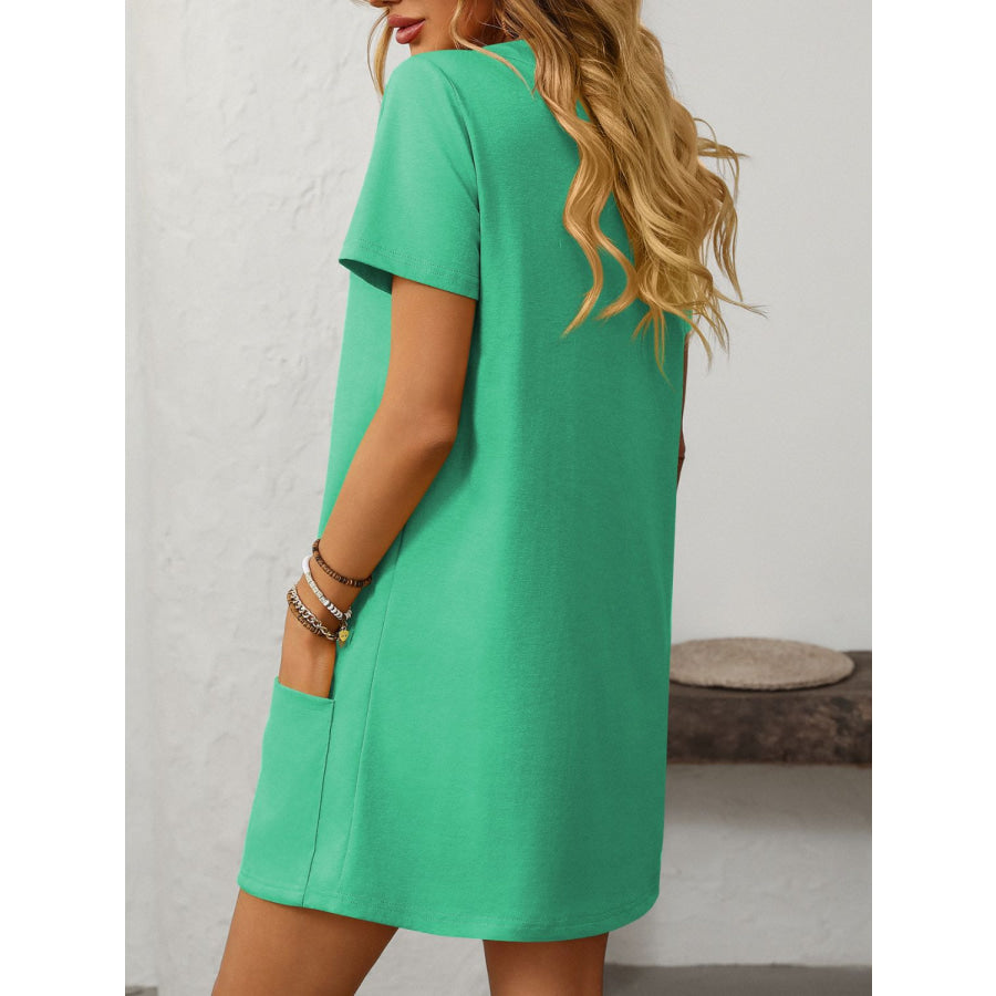 Mandy Square Neck Short Sleeve Mini Dress Apparel and Accessories