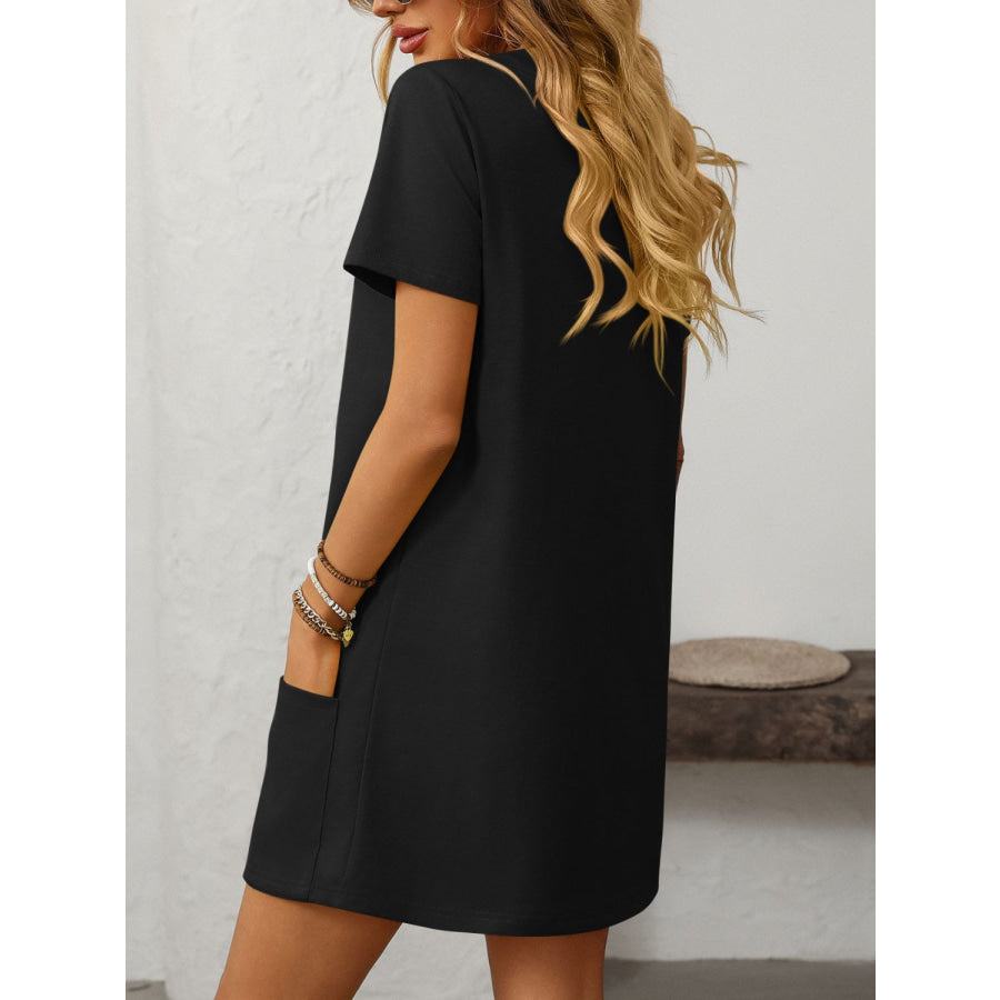 Mandy Square Neck Short Sleeve Mini Dress Apparel and Accessories