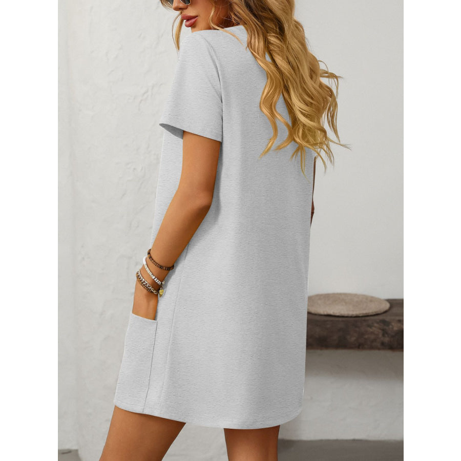 Mandy Square Neck Short Sleeve Mini Dress Apparel and Accessories