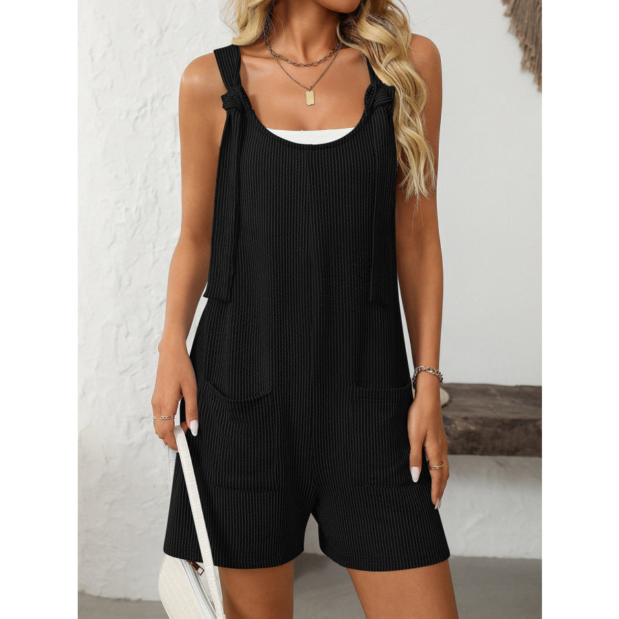 Mandy Texture Adjustable Strap Overalls with Pockets Apparel and Accessories