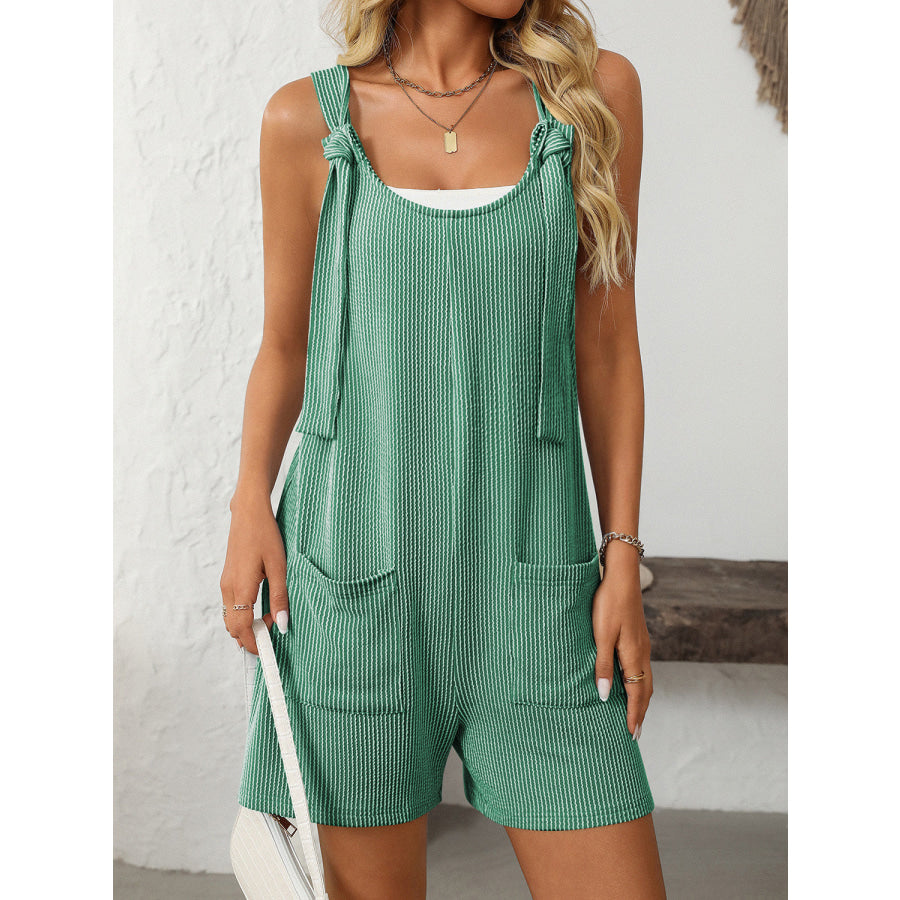 Mandy Texture Adjustable Strap Overalls with Pockets Apparel and Accessories