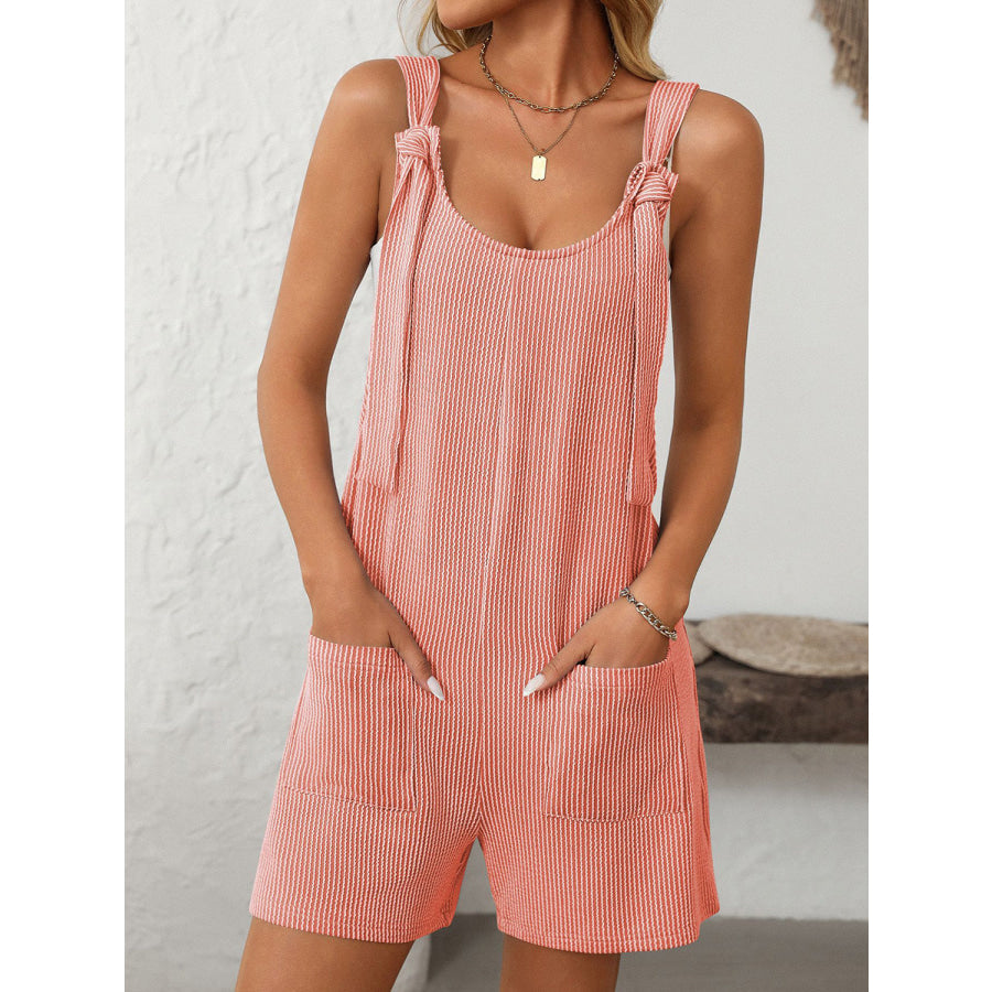 Mandy Texture Adjustable Strap Overalls with Pockets Apparel and Accessories