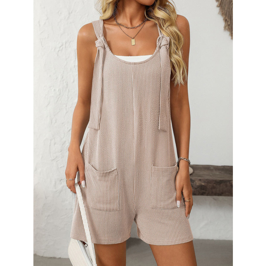 Mandy Texture Adjustable Strap Overalls with Pockets Apparel and Accessories